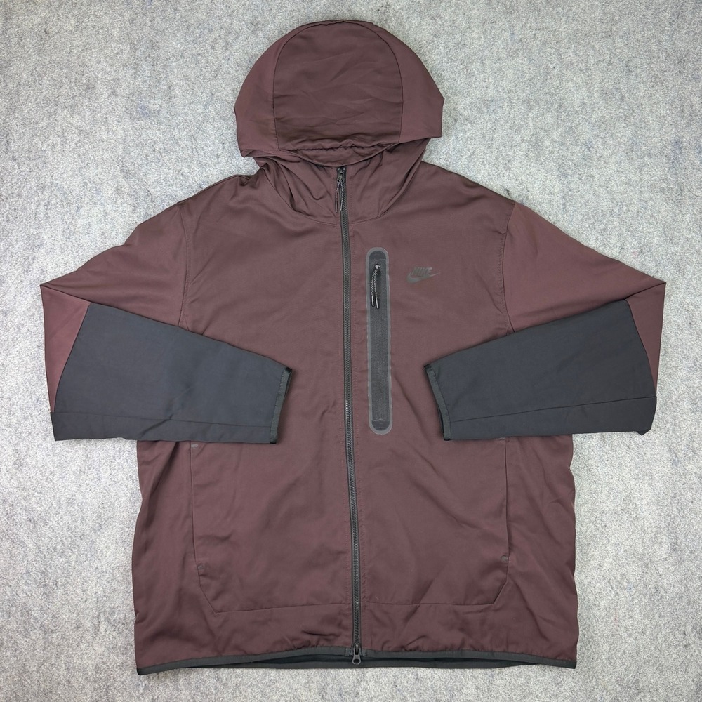Nike Sportswear Tech Pack Full Zip Hoodie Mens XL Burgundy Black CU4485-203